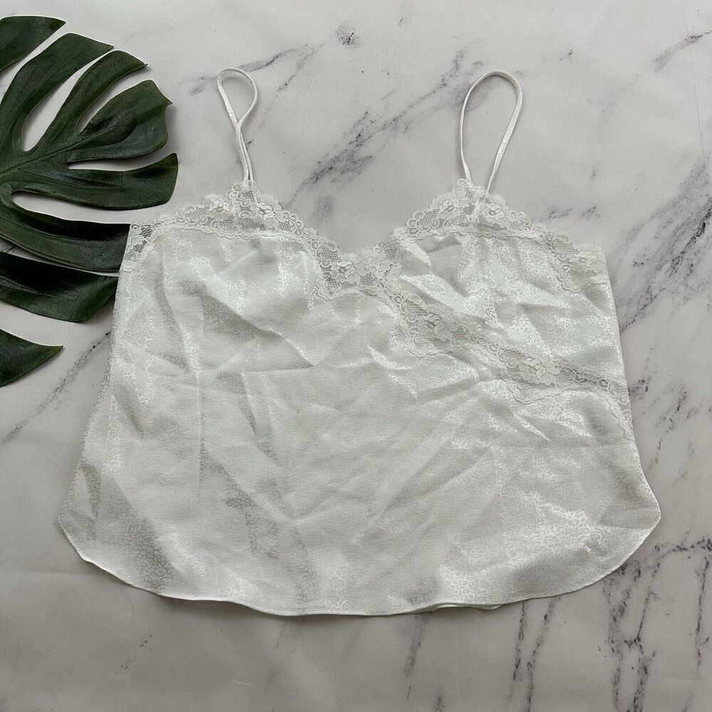 Fantasies Morgan Taylor Womens Vintage Camisole Top Size M White Floral Lace